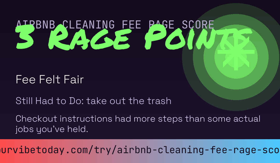 Airbnb Cleaning Fee Rage Score card