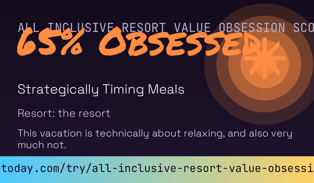 All Inclusive Resort Value Obsession Score card preview