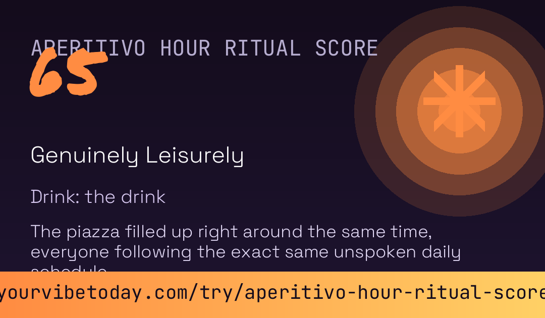 Aperitivo Hour Ritual Score card