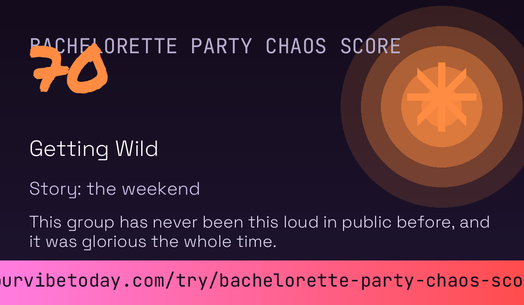 Bachelorette Party Chaos Score card