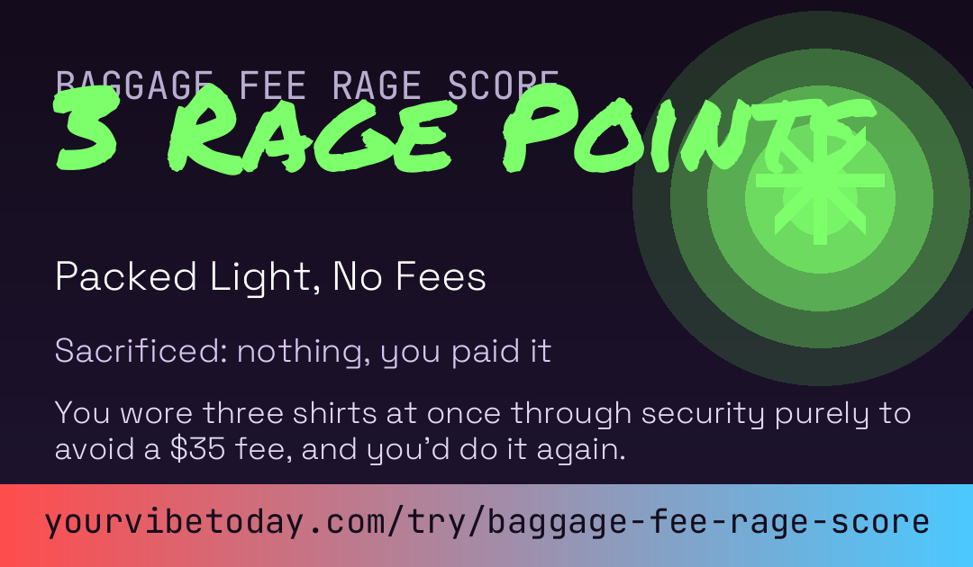 Baggage Fee Rage Score card preview