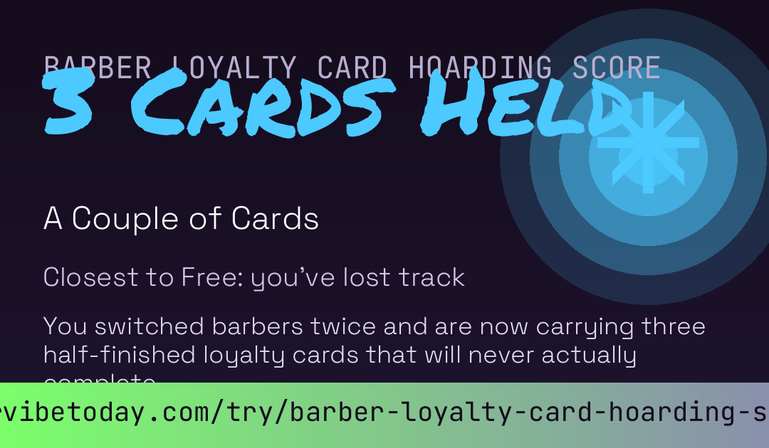 Barber Loyalty Card Hoarding Score card