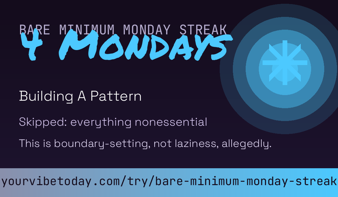 Bare Minimum Monday Streak card