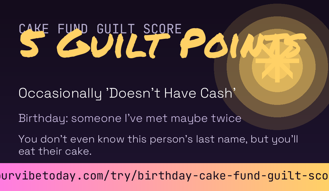 Office Birthday Cake Fund Guilt Score card preview