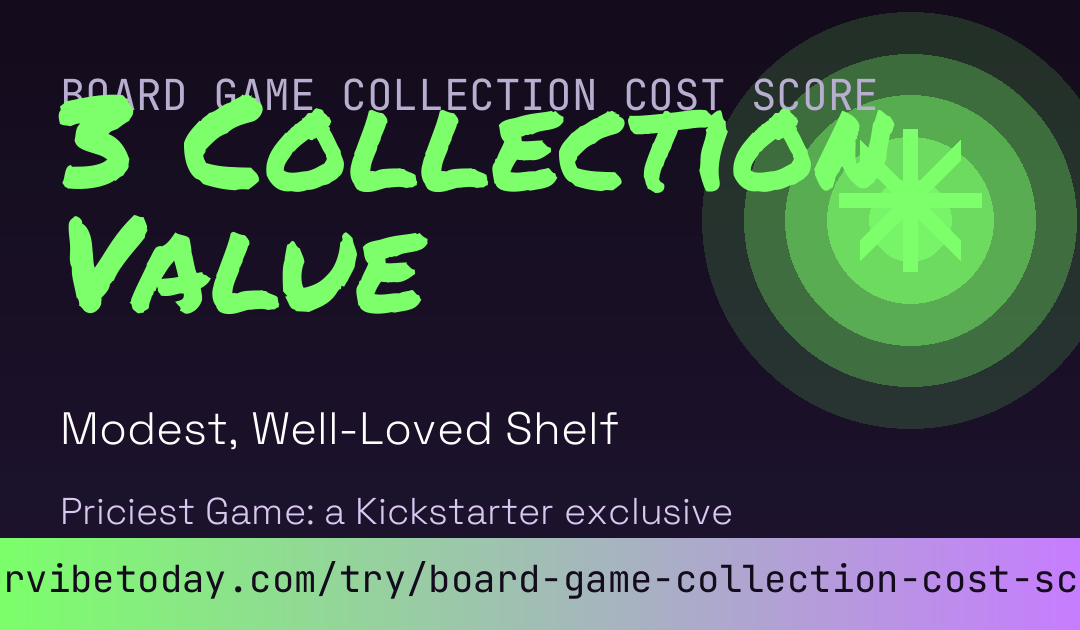 Board Game Collection Cost Score card