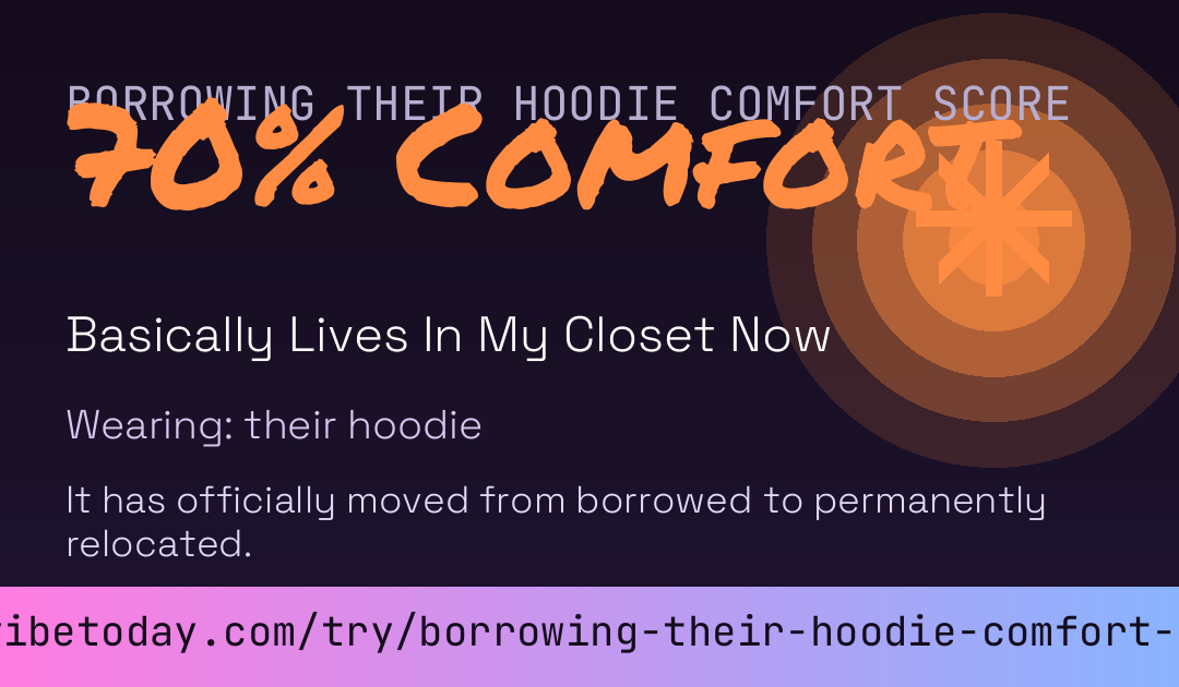 Borrowing Their Hoodie Comfort Score card