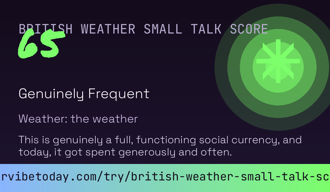 British Weather Small Talk Score card