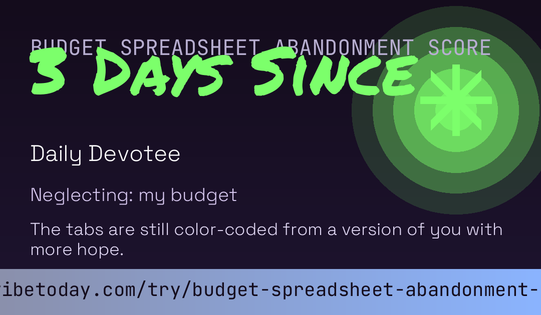 Budget Spreadsheet Abandonment Score card