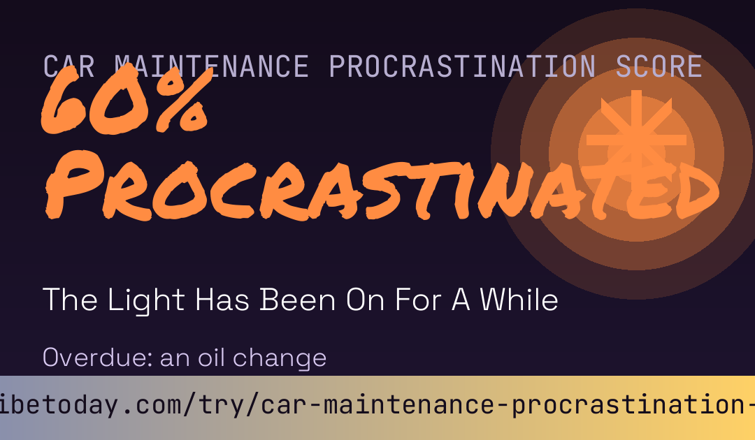 Car Maintenance Procrastination Score card
