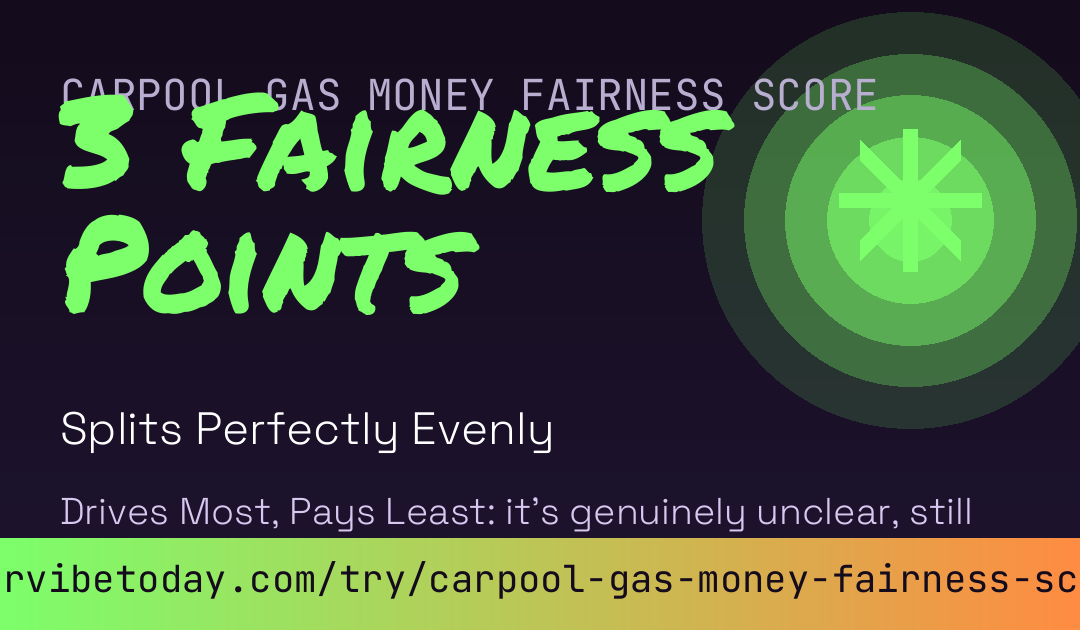 Carpool Gas Money Fairness Score card