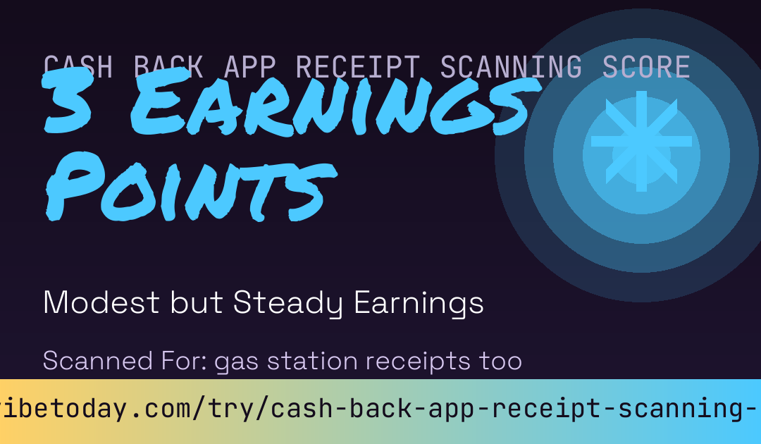 Cash Back App Receipt Scanning Score card