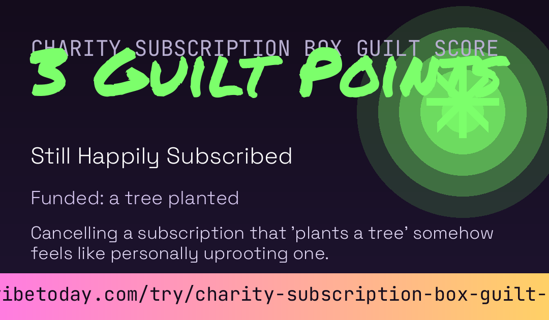 Charity Subscription Box Guilt Score card