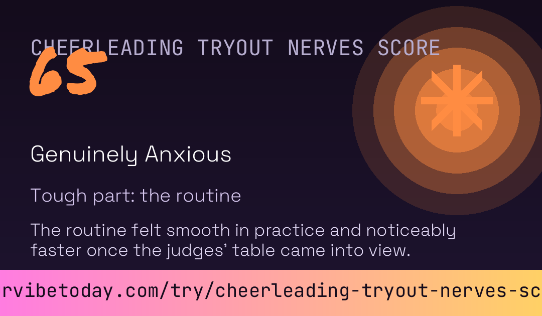 Cheerleading Tryout Nerves Score card