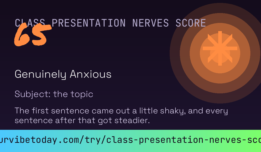Class Presentation Nerves Score card preview