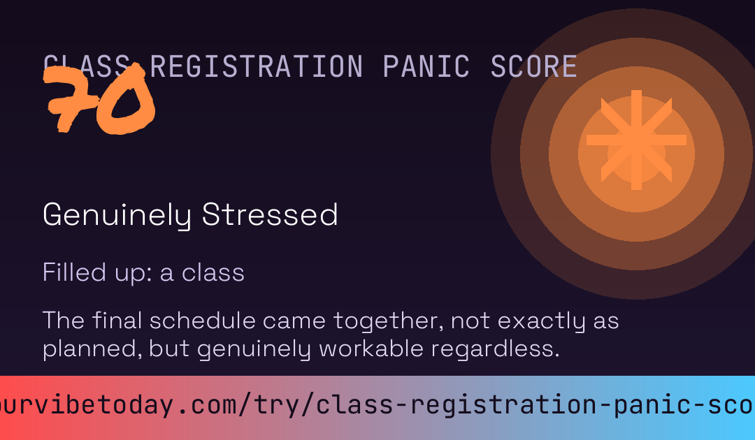 Class Registration Panic Score card preview
