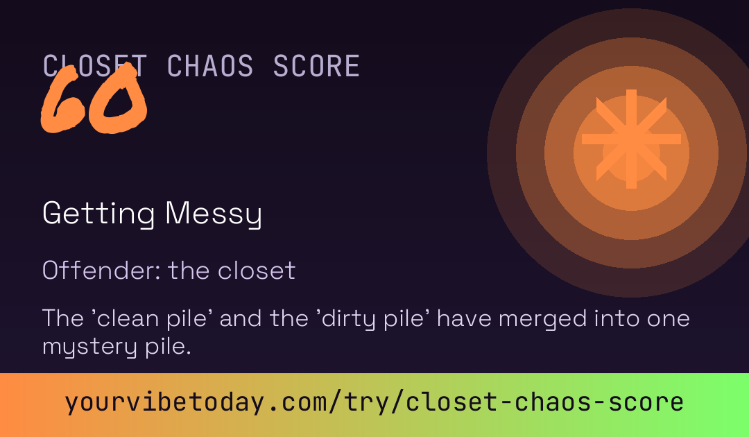 Closet Chaos Score card
