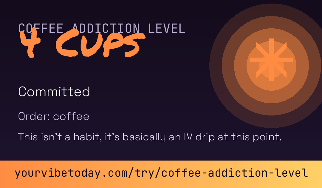 Coffee Addiction Level card