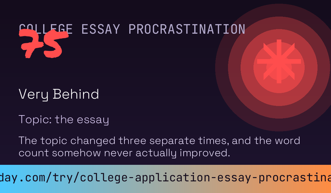 College Application Essay Procrastination Score card