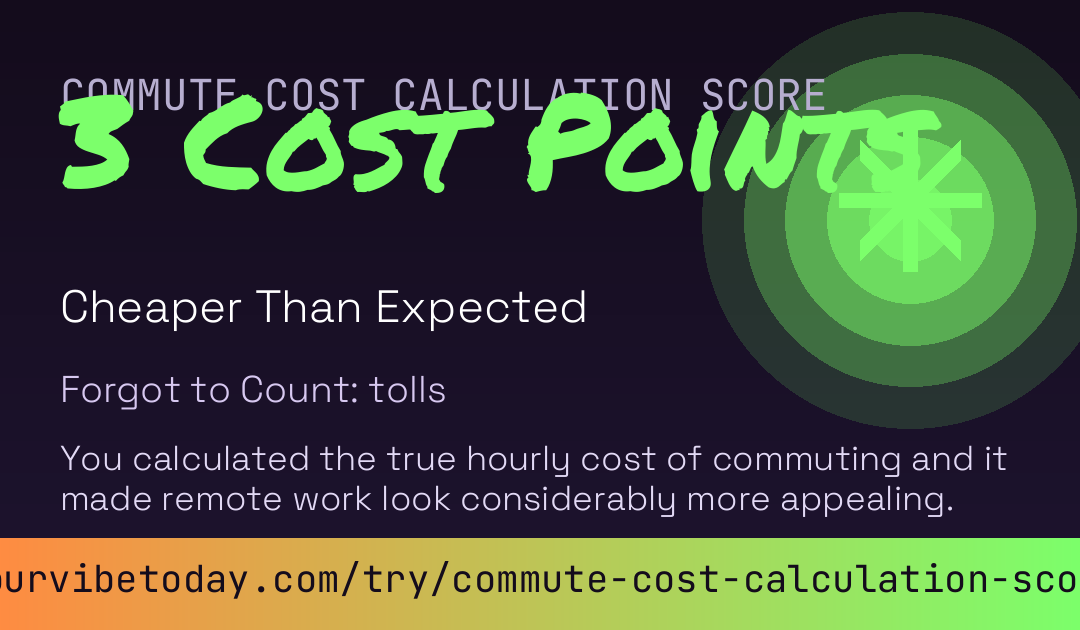 Commute Cost Calculation Score card preview