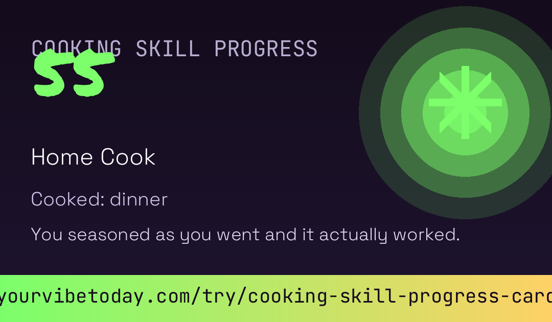 Cooking Skill Progress Card card