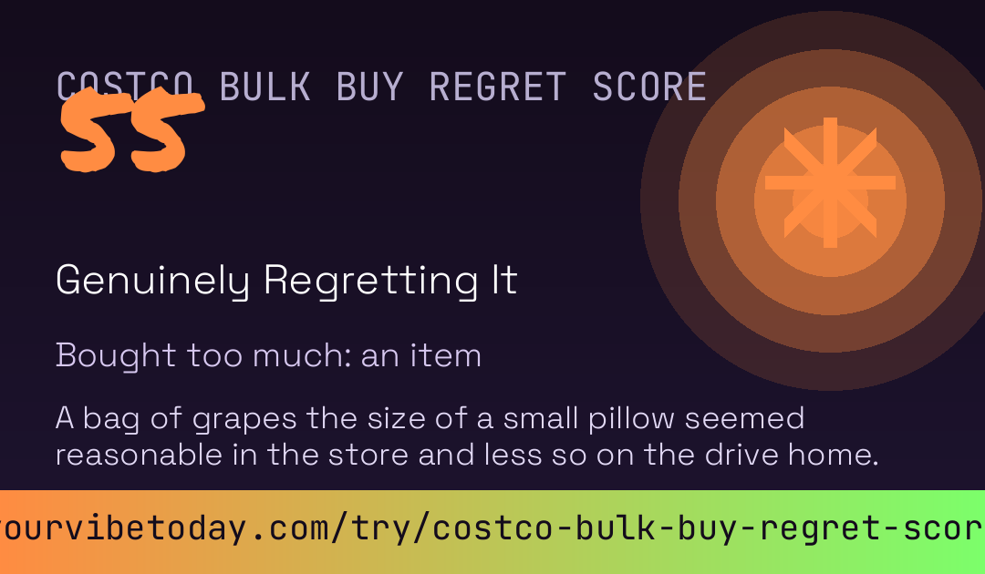 Costco Bulk Buy Regret Score card preview