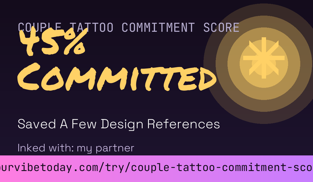 Couple Tattoo Commitment Score card