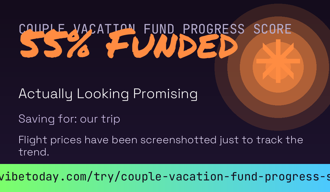 Couple Vacation Fund Progress Score card
