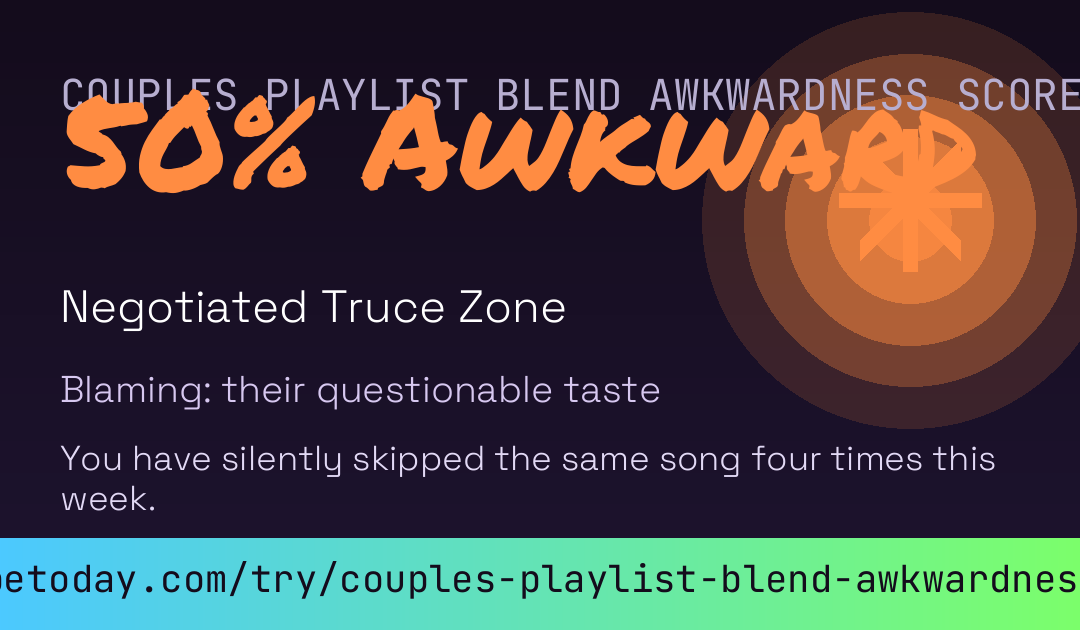 Couples Playlist Blend Awkwardness Score card