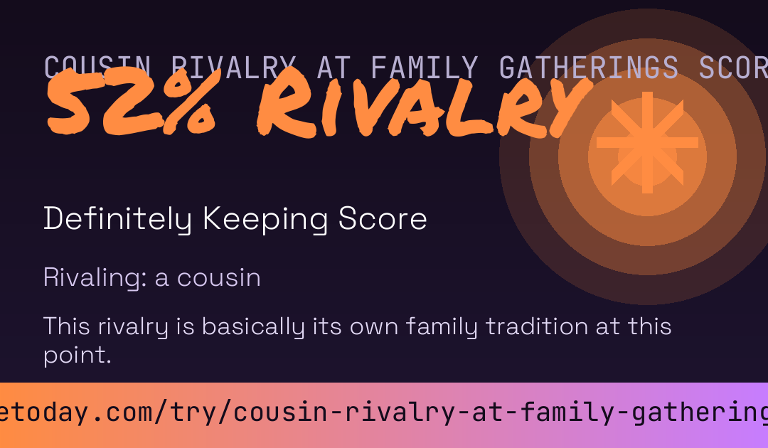 Cousin Rivalry At Family Gatherings Score card