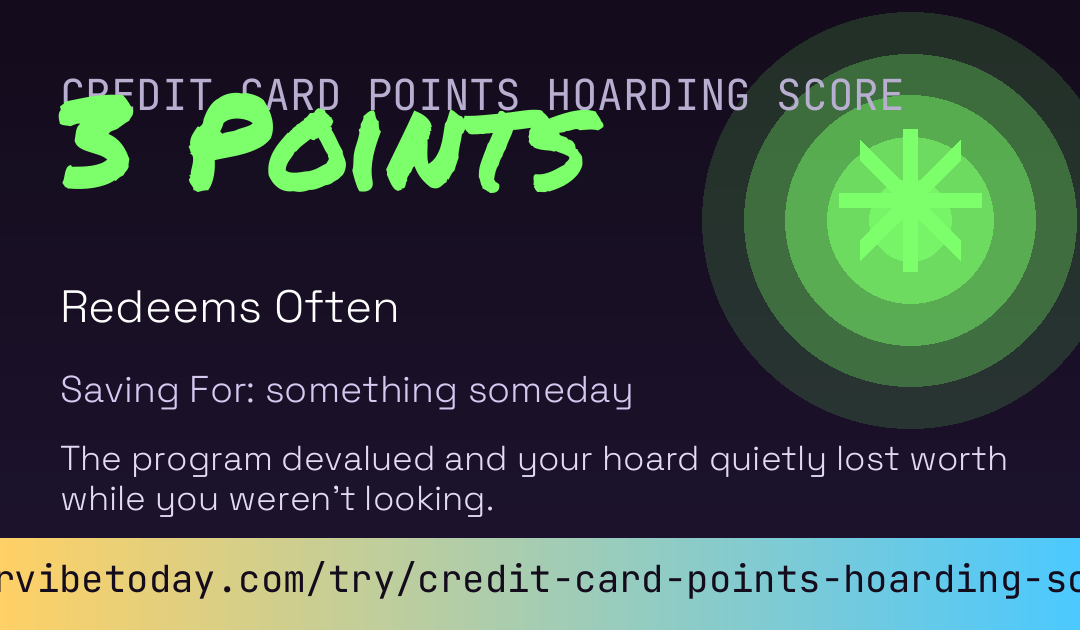 Credit Card Points Hoarding Score card preview