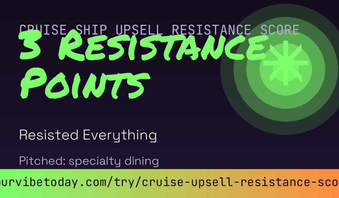 Cruise Ship Upsell Resistance Score card