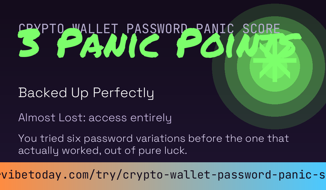 Crypto Wallet Password Panic Score card