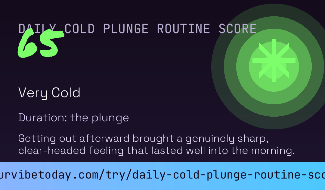 Daily Cold Plunge Routine Score card