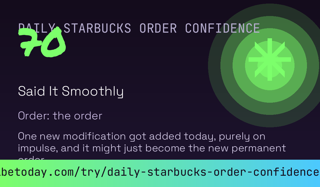 Daily Starbucks Order Confidence Score card