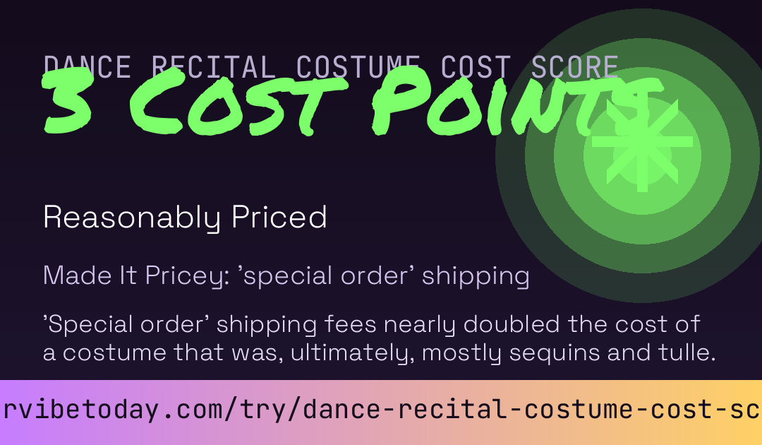 Dance Recital Costume Cost Score card preview