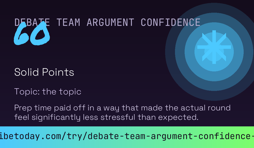 Debate Team Argument Confidence Score card