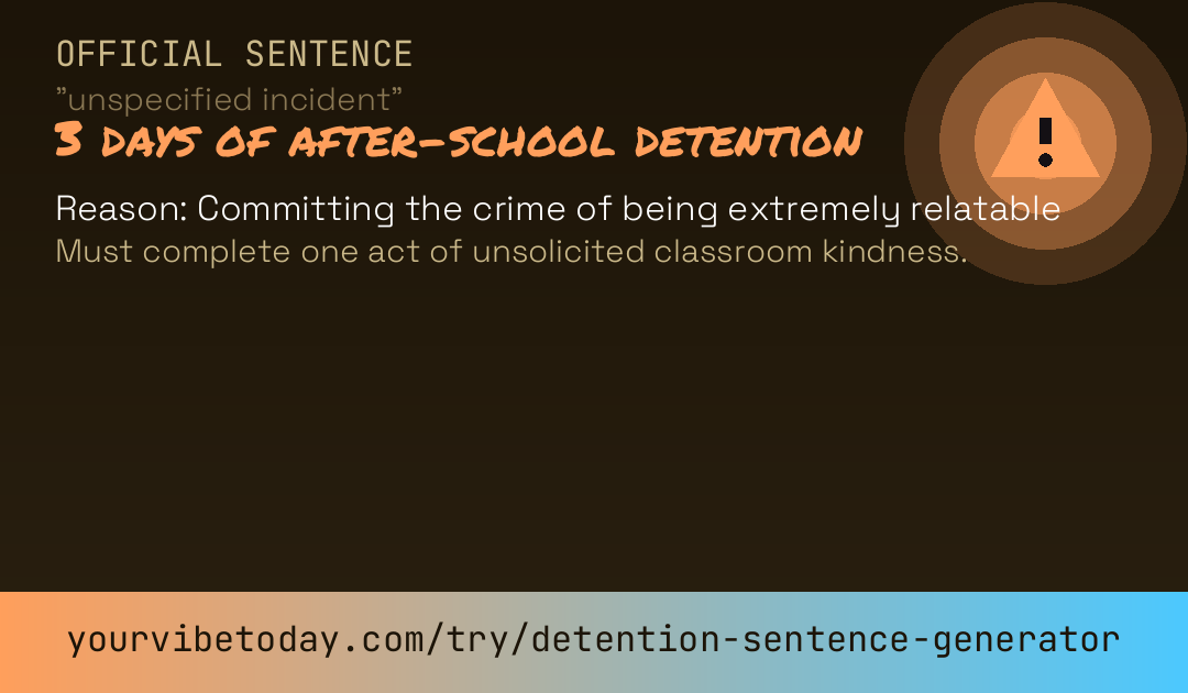 Detention sentence card