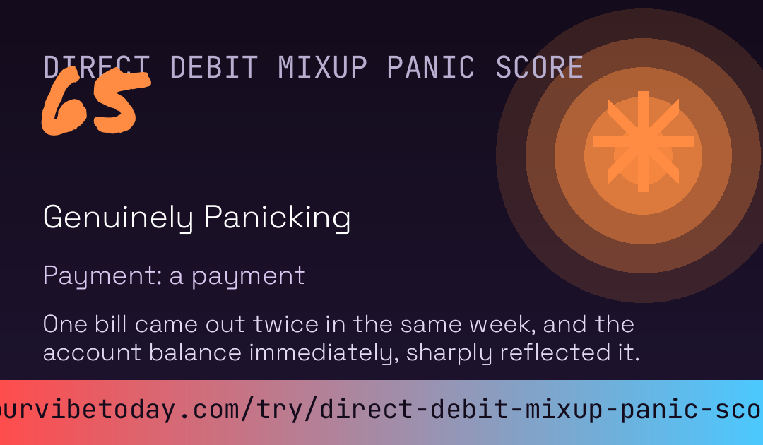 Direct Debit Mixup Panic Score card preview