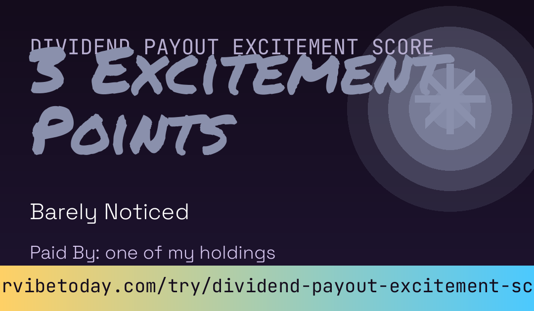 Dividend Payout Excitement Score card