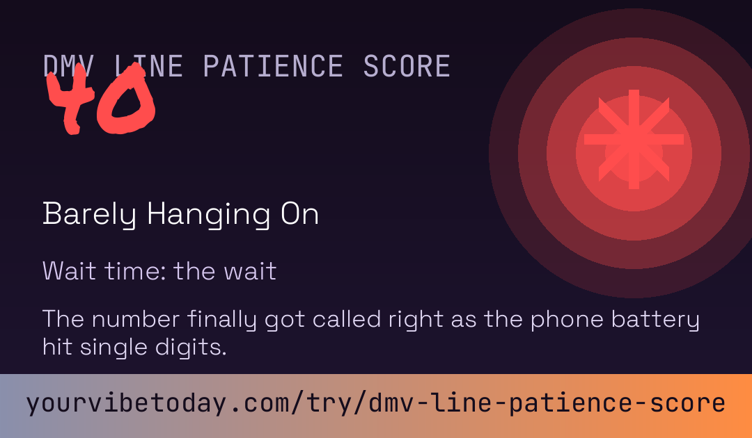 DMV Line Patience Score card preview