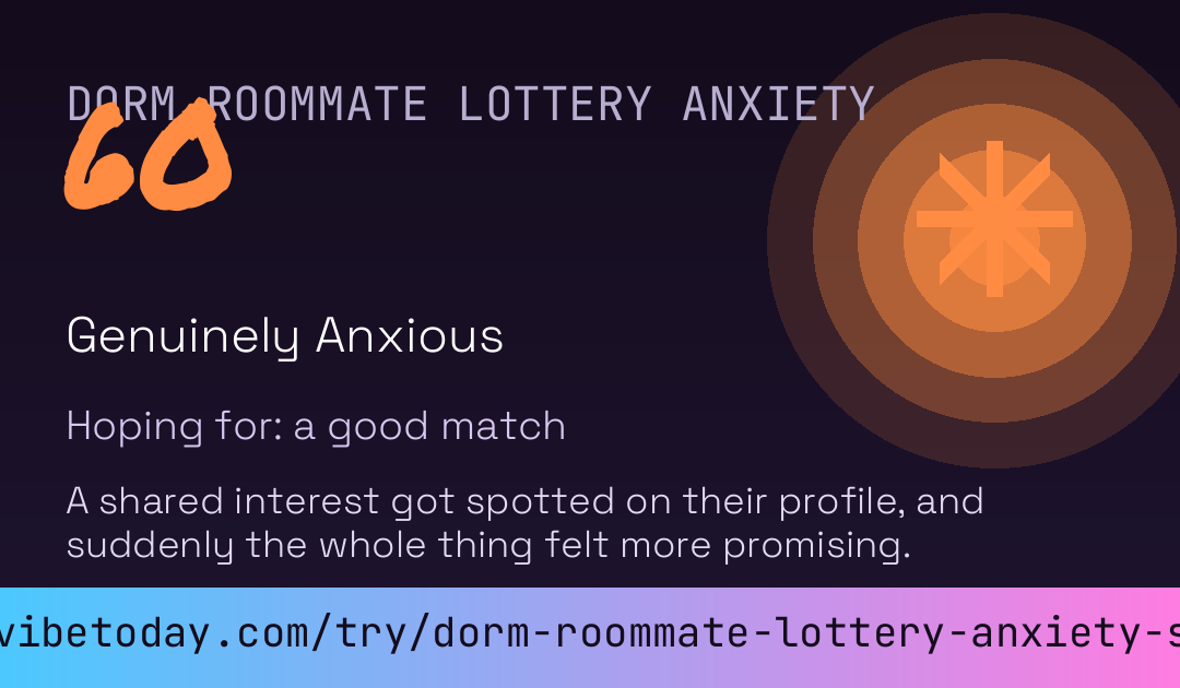 Dorm Roommate Lottery Anxiety Score card