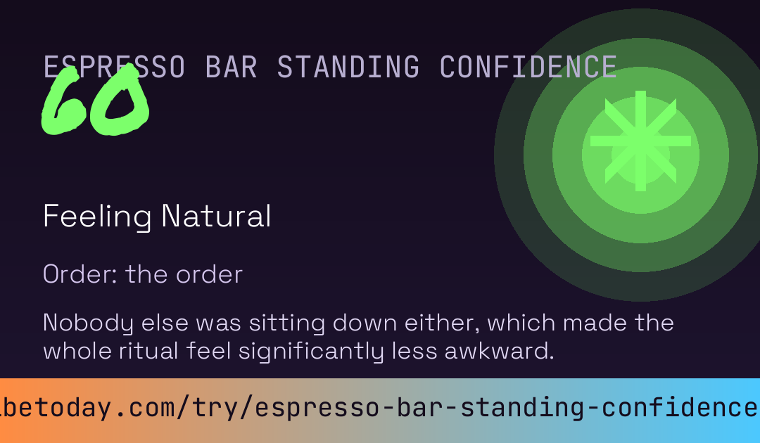 Espresso Bar Standing Confidence Score card