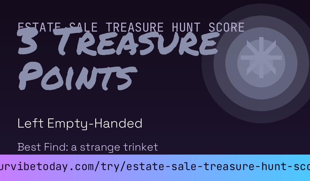 Estate Sale Treasure Hunt Score card preview