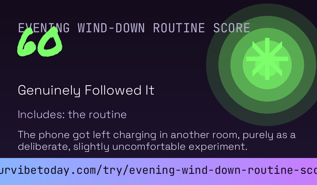 Evening Wind-Down Routine Score card