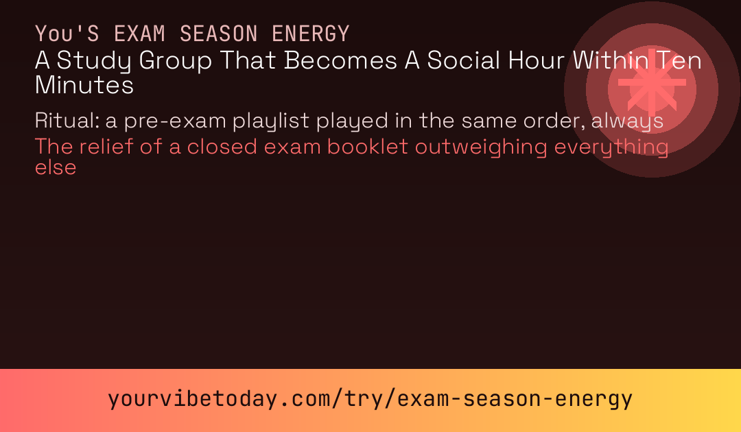 Exam season energy card