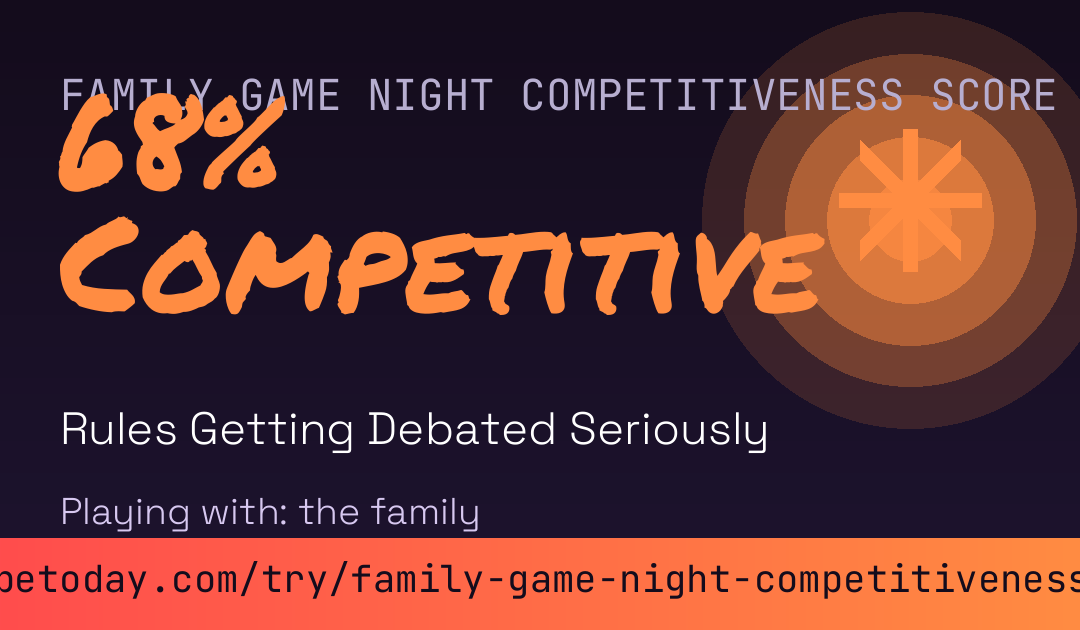 Family Game Night Competitiveness Score card