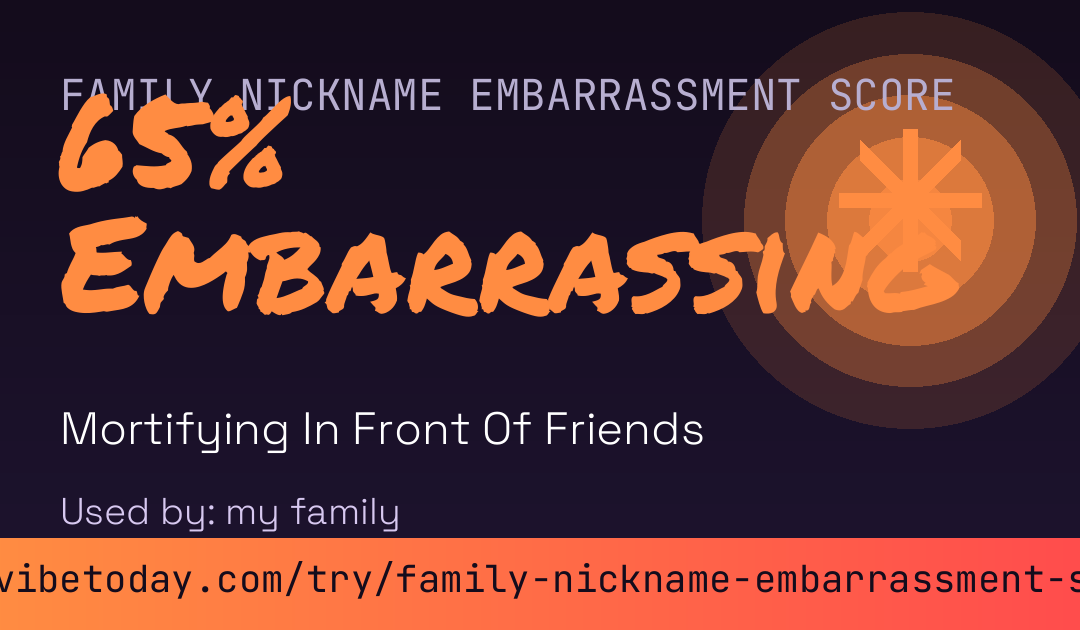 Family Nickname Embarrassment Score card preview