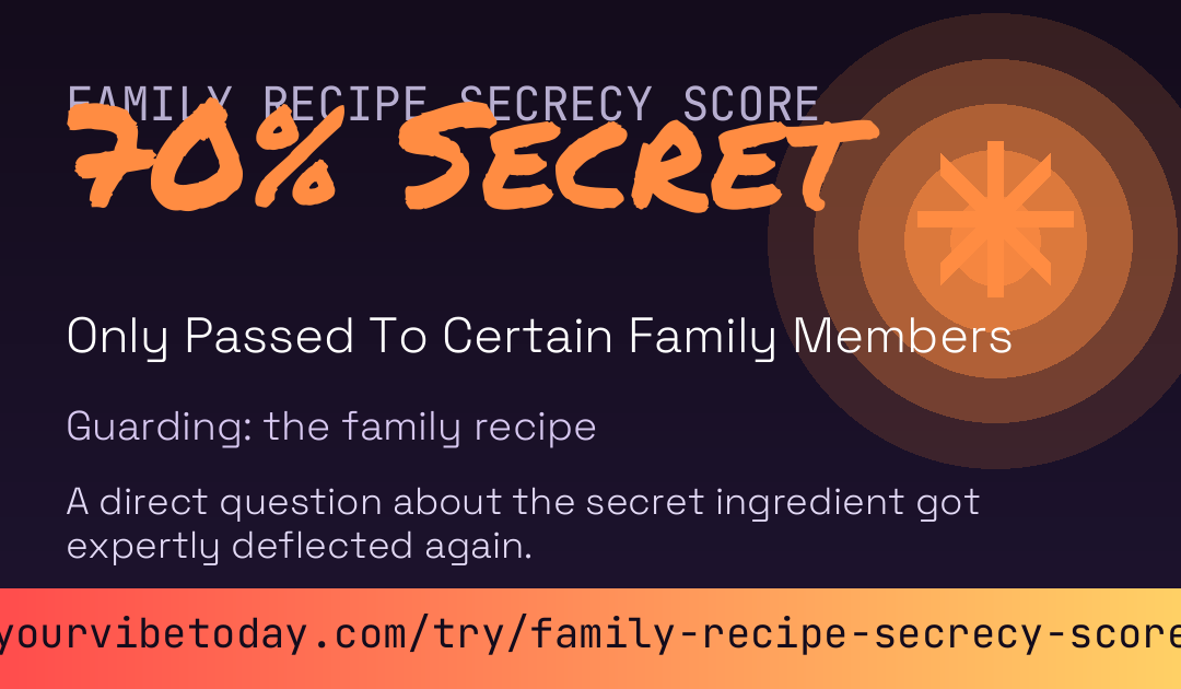Family Recipe Secrecy Score card