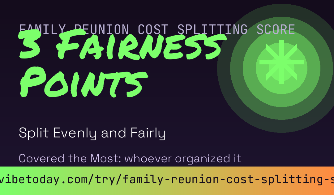 Family Reunion Cost Splitting Score card