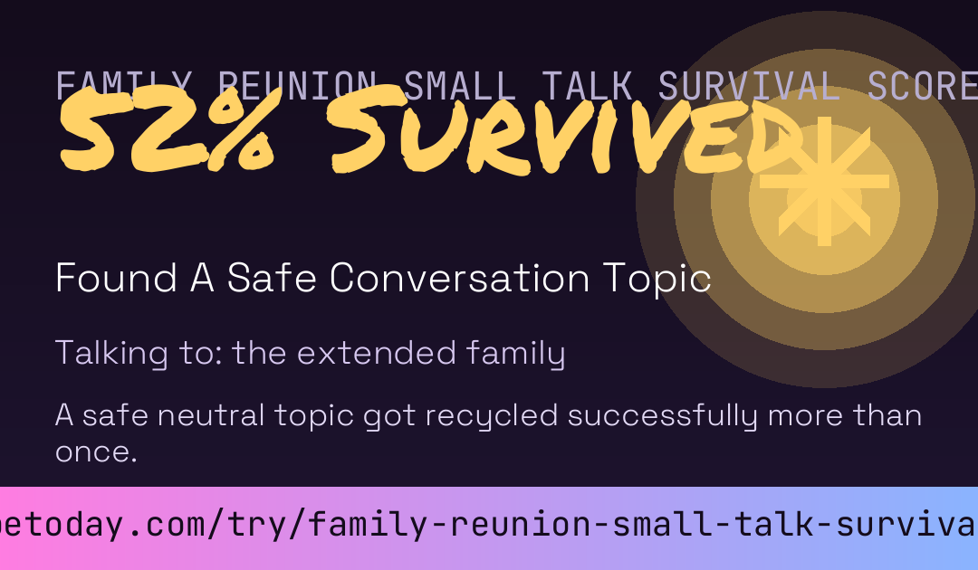 Family Reunion Small Talk Survival Score card preview